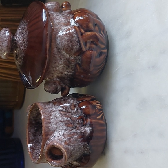 Vintage Mushroom Pottery Cream and Sugar Set - Picture 4 of 9